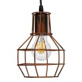 GloboStar® CAGE 00866 Vintage Industrial Κρεμαστό Φωτιστικό Οροφής Μονόφωτο 1 x E27 Καφέ Σκουριά Μεταλλικό Πλέγμα Φ15 x Y22cm