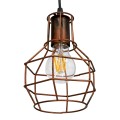 GloboStar® CAGE 00866 Vintage Industrial Κρεμαστό Φωτιστικό Οροφής Μονόφωτο 1 x E27 Καφέ Σκουριά Μεταλλικό Πλέγμα Φ15 x Y22cm