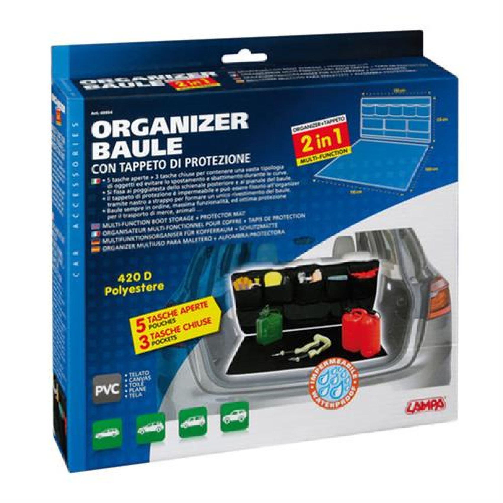 ORGANIZER ΚΑΙ ΚΑΛΥΜΜΑ ΠΟΡΤ-ΜΠΑΓΚΑΖ ΑΔΙΑΒΡΟΧΟ 2in1 110x100cm 110x55cm