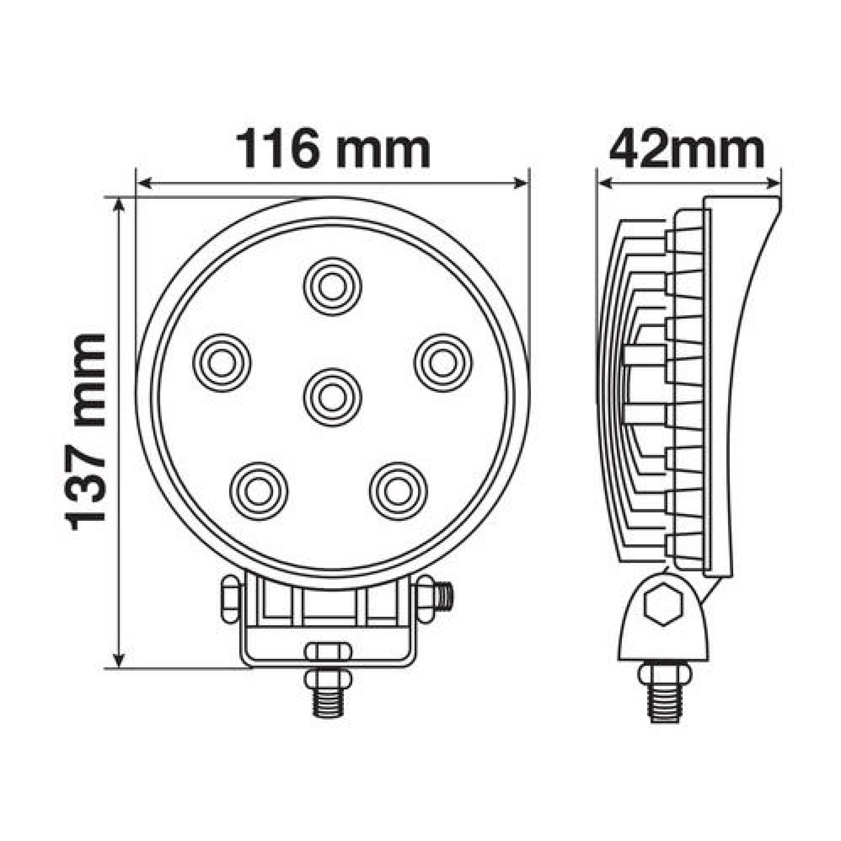 ΠΡΟΒΟΛΕΑΣ ΕΡΓΑΣΙΑΣ ΣΤΡΟΓΓΥΛΟΣ  WL-16 - 6 LED 18W 10-30V (137x116x42 mm) BASIC LINE - 1 ΤΕΜ.