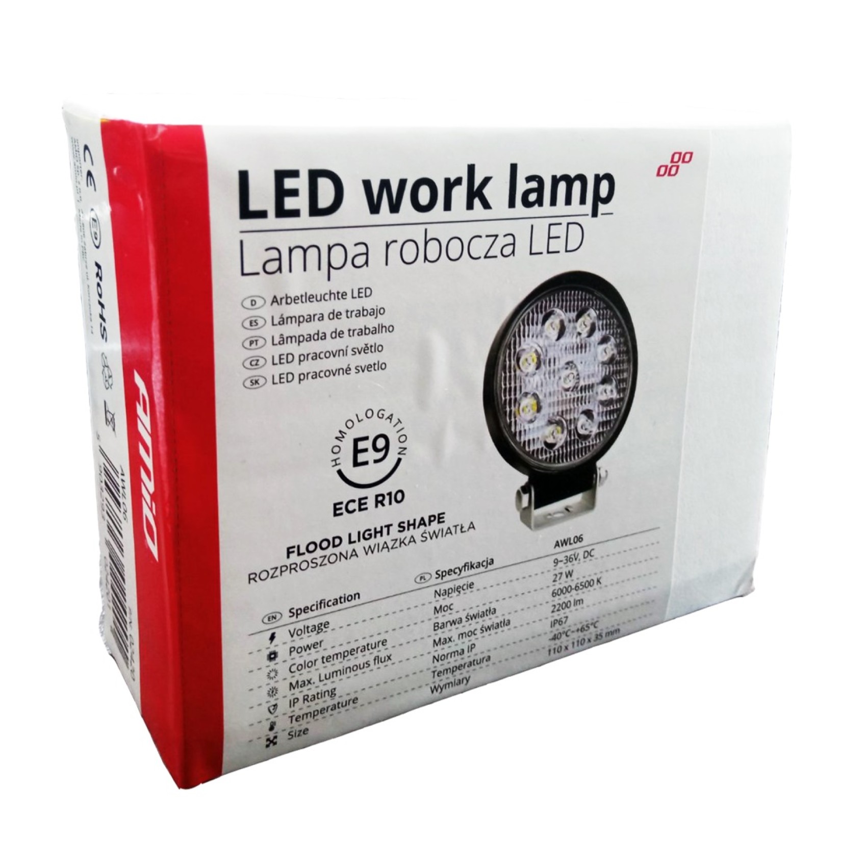 ΠΡΟΒΟΛΕΑΣ ΕΡΓΑΣΙΑΣ WORKING LAMP FLOOD 9LED 3030 9-36V 2160lm 6000K Φ 110mm AWL06 AMIO – 1 ΤΕΜ.