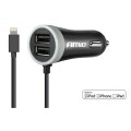 ΦΟΡΤΙΣΤΗΣ ΑΝΑΠΤΗΡΑ 12V 2,4A ΜΕ 2 ΘΥΡΕΣ USB   1 LIGHTNING USB ΜΕ ΚΑΛΩΔΙΟ AMiO – 1 ΤΕΜ.