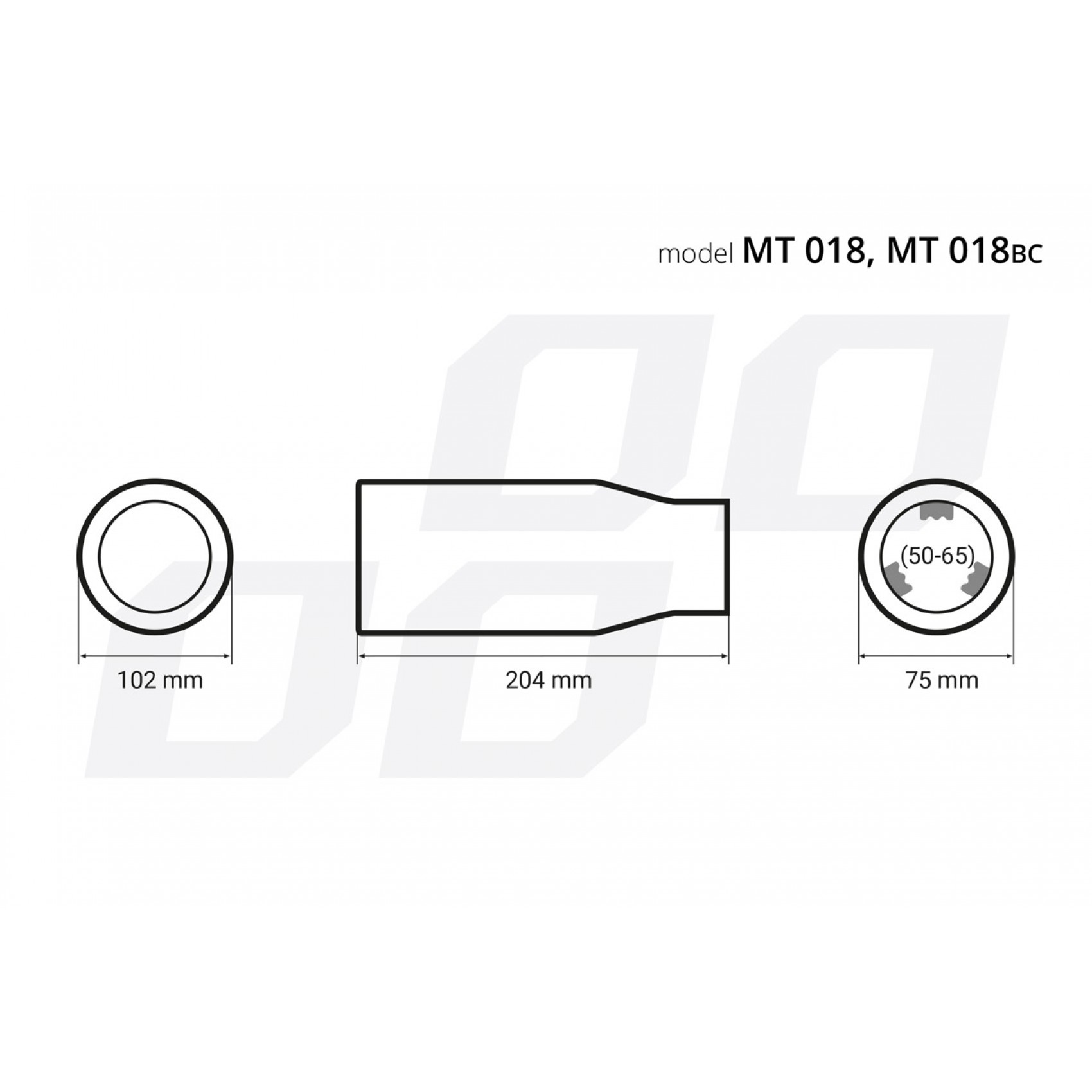 ΑΚΡΟ (ΜΠΟΥΚΑ) ΕΞΑΤΜΙΣΗΣ MT018BC 50>65mm (ΜΗΚΟΣ: 204mm) ΑΜΙΟ -1 ΤΕΜ.