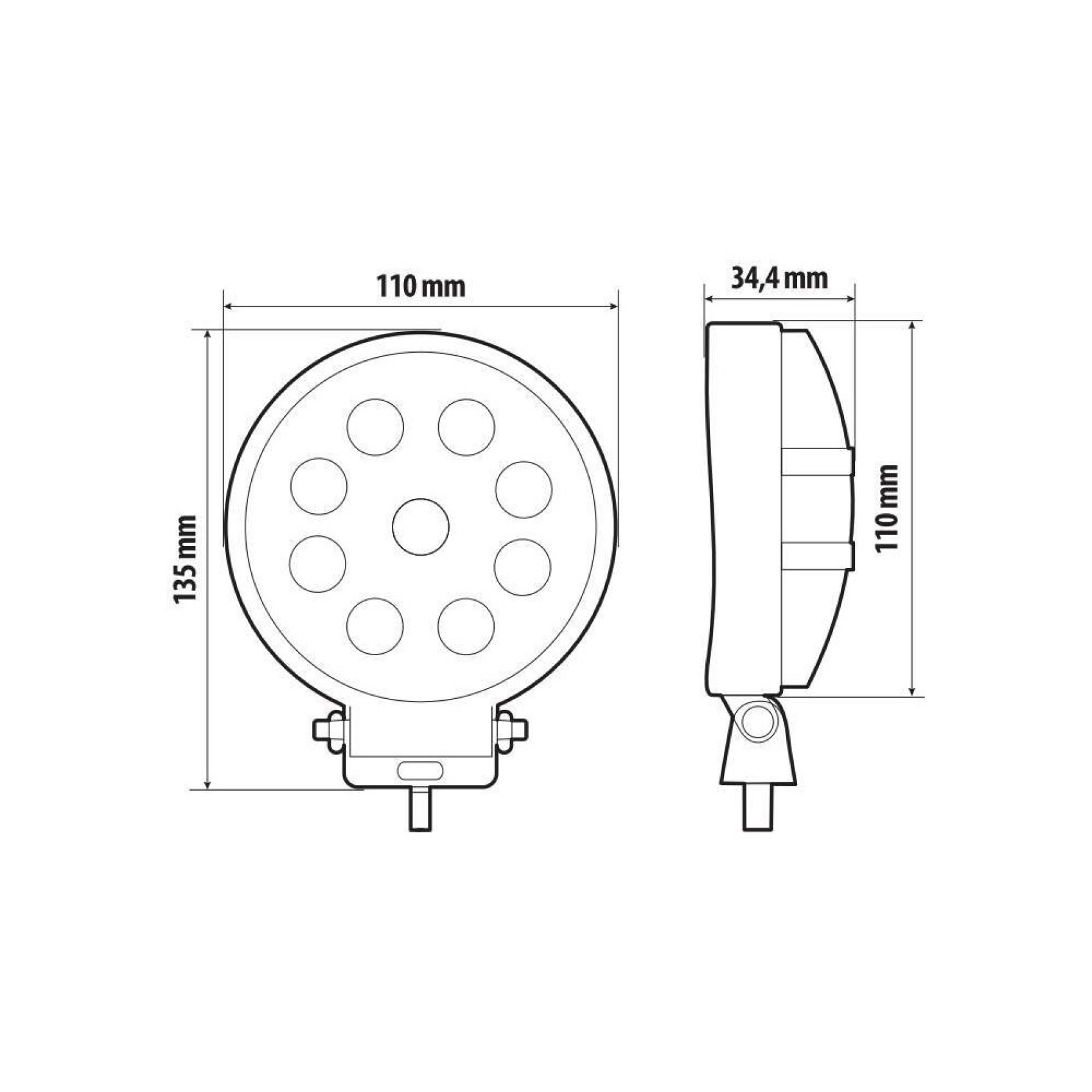 προβολεας εργασιας wl-29 10/30v 15w 1500lm 6.000k 9led combo (διαθλασησ) στρογγυλος 135x110mm lampa - 1 τεμ.