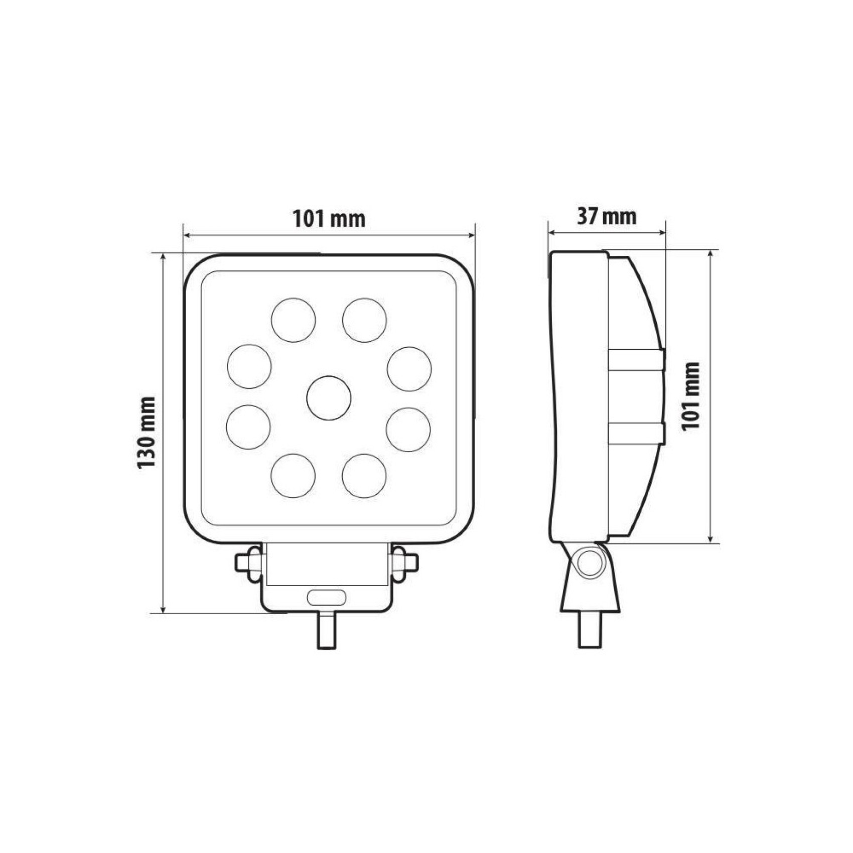 προβολεας εργασιας wl-30 10/30v 15w 1500lm 6.000k 9led combo (διαθλασησ) τετραγωνος 130x110mm lampa - 1 τεμ.