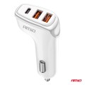 φορτιστης αναπτηρα 12/24v με 3 θυρες usb-c 2xusb 38w 5v/3aqc ταχειας φορτισης λευκος amio - 1 τεμ.