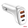 φορτιστης αναπτηρα 12/24v με 3 θυρες usb-c 2xusb 38w 5v/3aqc ταχειας φορτισης λευκος amio - 1 τεμ.