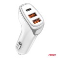 φορτιστης αναπτηρα 12/24v με 3 θυρες usb-c 2xusb 38w 5v/3aqc ταχειας φορτισης λευκος amio - 1 τεμ.