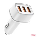 φορτιστης αναπτηρα 12/24v με 3 θυρες usb-c 2xusb 32w 5v/3aqc ταχειας φορτισης λευκος αμιο - 1 τεμ.