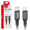 καλωδια φορτισης και μεταφορας δεδομενων usb type c σε apple lighting 100cm 20w μαυρο αμιο - 1 τεμ.