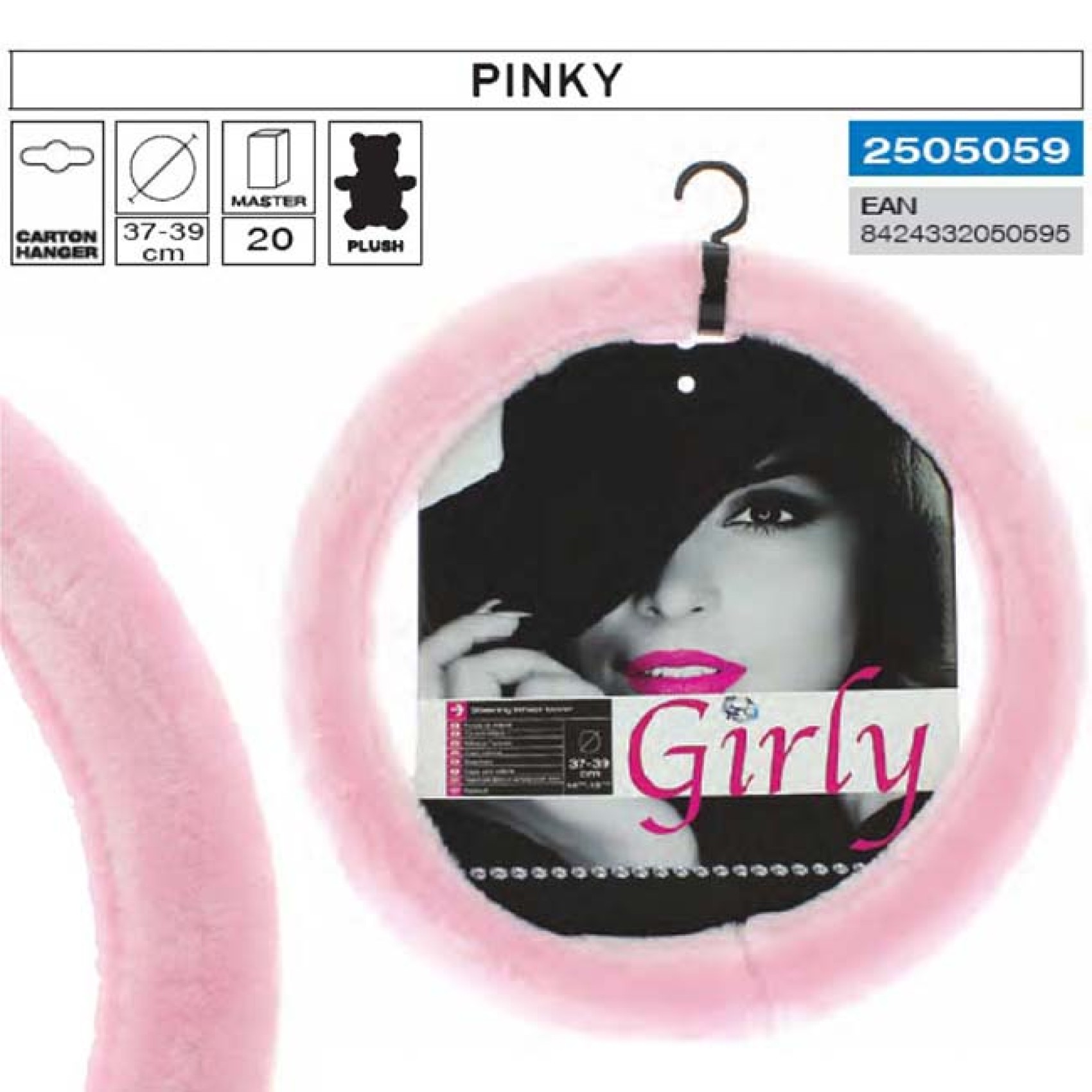 κάλυμμα tιμονιού αυτοκινήτου χνουδωτό girly --pinky-- ροζ medium 37-39cm 2505059 1 τεμάχιο