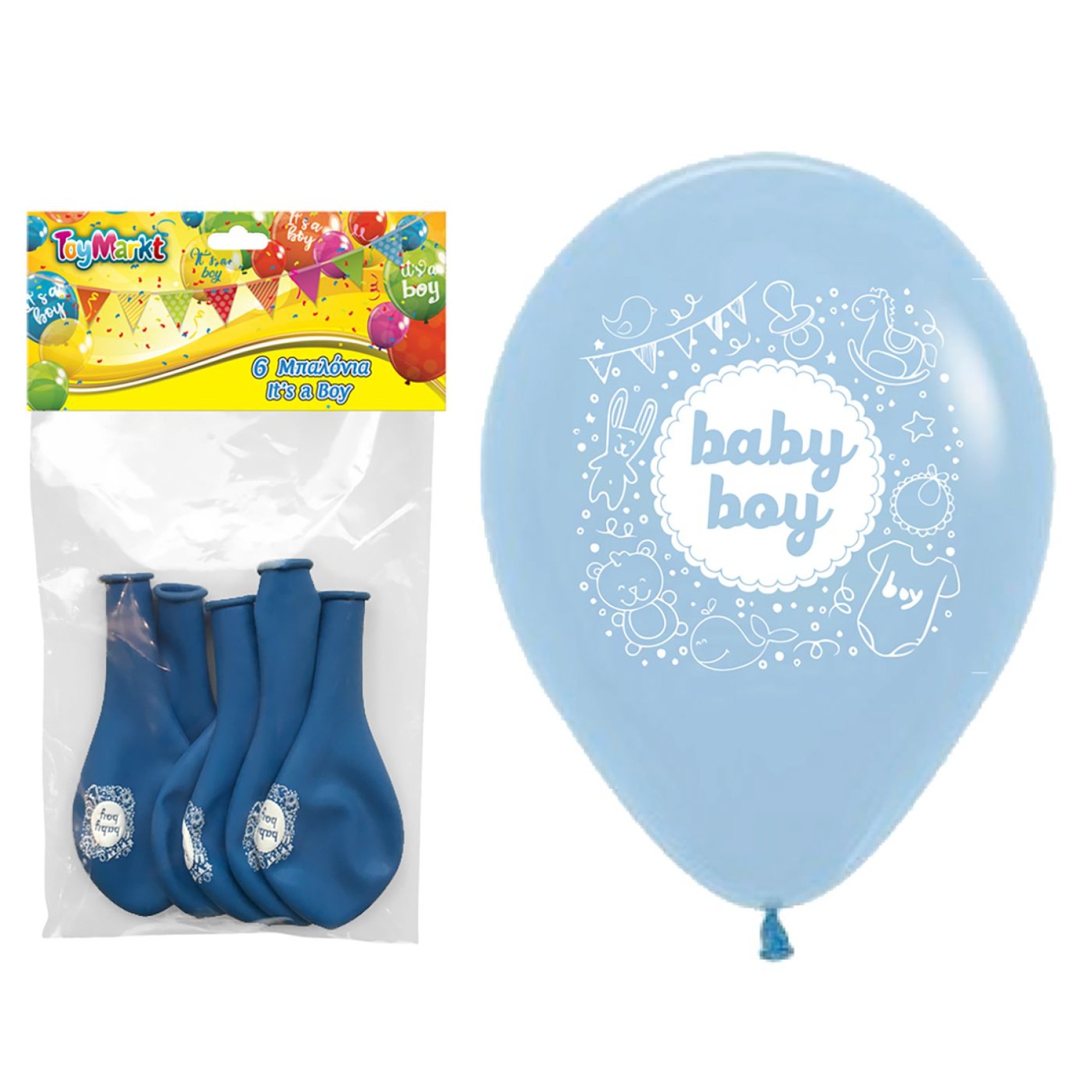 μπαλλονια 12- 6τεμ it-s a boy 30cm toymarkt 911265